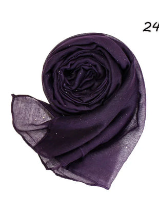 Shimmer Glitter Cotton Viscose Hijab Scarves For Women Muslim Long Shawls Headscarf Wraps Solid Headbands Stole Bufandas Turbans