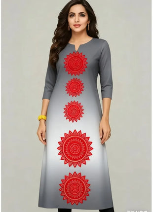 Muslim Women's Kurt Casual Fashion Dress Straight Tube Casual Ethnic Flower Muslim Fashion Long Sleeve Dresses National Style