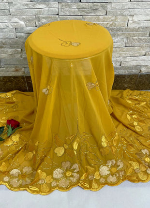 New Muslim Ramadan Scarf  Femme Musulman Foulard Hijabs For Woman African Islam Dubai Chiffon Sequins Embroidery Scarf Shawl