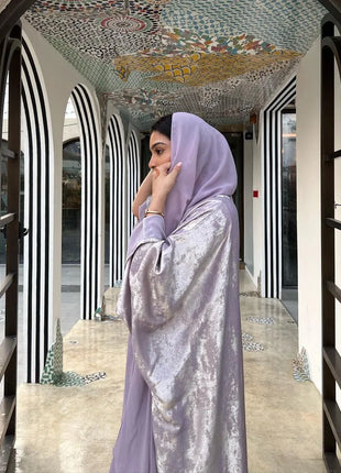 Shiny Party Abaya Ramadan Eid Batwing Satin Open Kimono Dubai Luxury Muslim Damen Abayas For Women Kaftan Dress Islamic Clothing