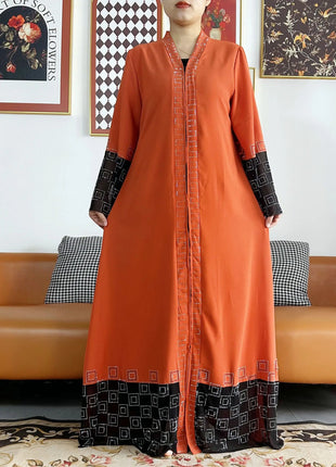 Latest Women Elegant Dresses Dubai Party Outfits Long Sleeve Chiffon Dashiki Muslim Women Robe Open African Abaya Clothing