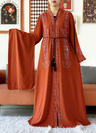 2025 Women Elegant Party Dress Chiffon Open Zipper Loose Abaya Muslim Women Dress Islamic Clothing Cardigan Abaya Muslim Dress