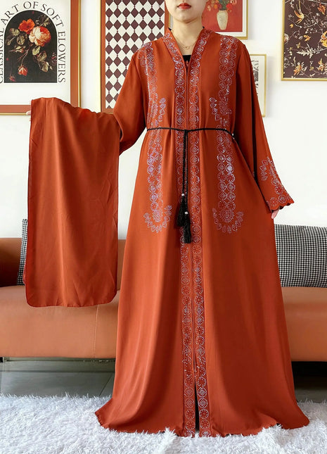 2025 Women Elegant Party Dress Chiffon Open Zipper Loose Abaya Muslim Women Dress Islamic Clothing Cardigan Abaya Muslim Dress