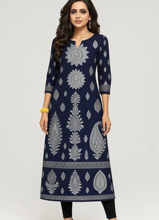 Muslim Dress Kurt Women's Fashionable And Elegant Straight Tube Casual Round Neck Colorful Peacock Pattern Dress Abiti Lunghi
