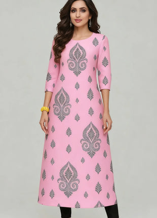 Muslim Dress Kurtta Women Fashionable Elegant National Style Straight Turkish Abaya Slit hem Colorful Elephant 2026 Pattern