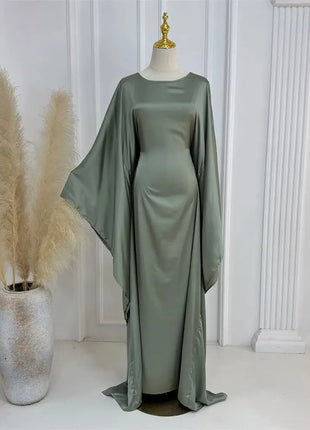 Eid Shiny Batwing Satin Abaya Dubai Luxury 2024 Muslim Abayas For Women Maxi Kaftan Dress Islamic Clothing Caftan Marocain Femme