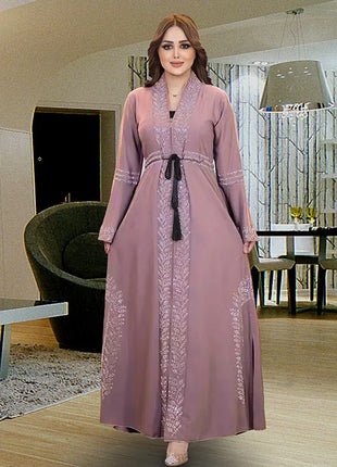 Abaya Dubai Turkey Women Kimono Rhinestones Robe Modest Islamic Cardigan Arab Femme Kaftan Morocco Maxi Eid Muslim Luxury Dress