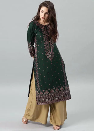 Women's Peacock Pattern Muslim Abaya — Elegant Loose O-Neck Dress