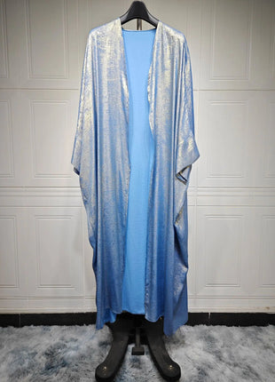 Shiny Party Abaya Ramadan Eid Batwing Satin Open Kimono Dubai Luxury Muslim Damen Abayas For Women Kaftan Dress Islamic Clothing