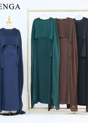 Ramadan 2 Piece Muslim Women Set Dubai Modest Abaya Islam Abayas Femme Elegant Arabic Clothing Fashion Turkey Solid Outfit 2025