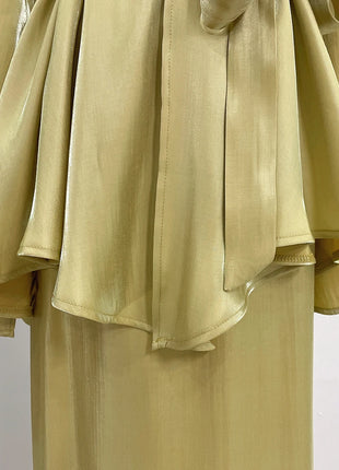 Ramadan Satin Abaya Dubai Turkey Islam Muslim Modest Dress Sets Prayer Clothes For Women Kaftan Robe Femme Musulmane