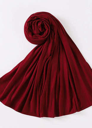 Muslim Plain Cotton Jersey Hijab Scarf Solid Color With Good Stitch Stretchy Soft Turban Head Wraps Shawl Foulard Femme