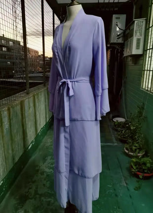 Kimono 3 Layer Chiffon Abayas for Women Muslim Dress Dubai Turkey Kebaya Open Abaya Islamic Jalabiya Caftan Marocain Femme Robe