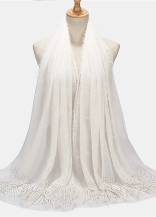 Rhinestone Plain Viscose Cotton Hjab Crinkle ShawI Muslim Head Scarf Big Long Pashmina Wrap Female Foulard Tudung Bawal