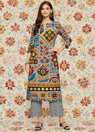 Muslim Dress Kurt Women's Fashionable Long Sleeved Straight Tube Casual Elephant Flowers Pattern Robe Marocain Islamic Prayer