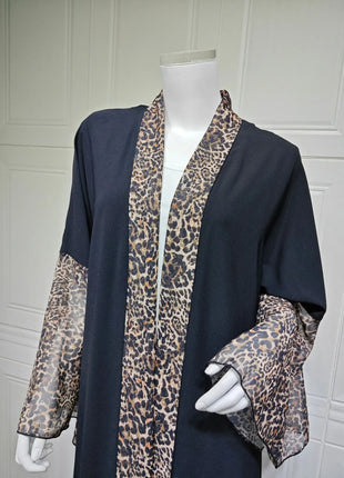 Eid Women Muslim Abaya Leopard Cardigan with Scarf Dress 2025 Vestidos Largos Caftan Robe Jalabiya Ramadan Morocco Dubai Kaftan