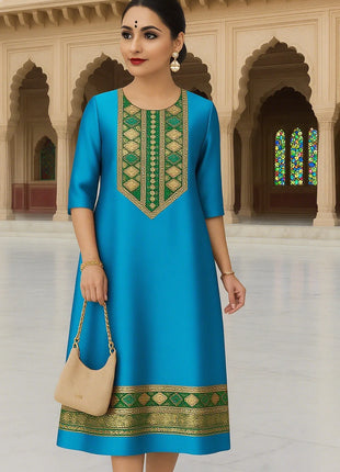 Women's Fashionable And Elegant Muslim Kurtta Straight Tube Casual Comfortable Dress 2026 Abito Donna Musulmana Slit hem