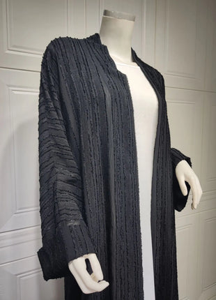2024 New Fashion Muslim Kimono Abaya Solid Striped Retro Ethnic Cardigan Robe Dubai Middle Eastern Saudi Arabia Eid Clothes