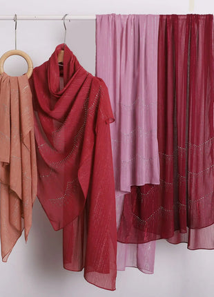 Luxury Rhinestone Chiffon Hijabs Woman Muslim Scarf Shawls Solid Lady Party Shawl Wraps Islamic Turban Female Headscarf Ramadan