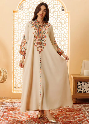 Ramadan Muslim Women's Embroidered Loose abaya Dresses For Women Gala Morocco Dubai Elegant Casual Kaftan