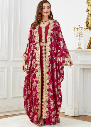 Women's Eid Abaya 2-Piece Set — Embroidered Jalabiya Party Dress