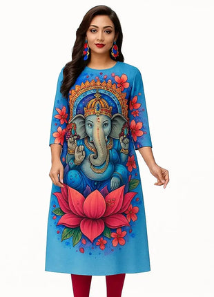 Muslim 2026 Dress Kurt Women Fashionable And Elegant National Style Straight Tube Casual Slit hem Colorful Pattern Noble Skirt