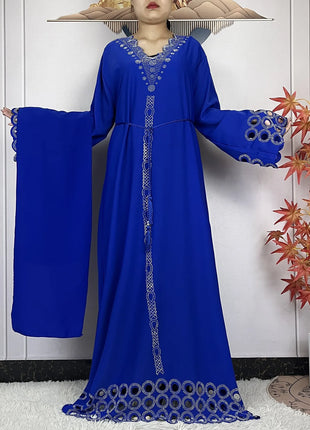 2024 New Dubai Muslim Femme Elegant Dress African Abaya For Women Arabic Islamic Robe Chiffon Fabric Long Sleeve Turkey Clothing