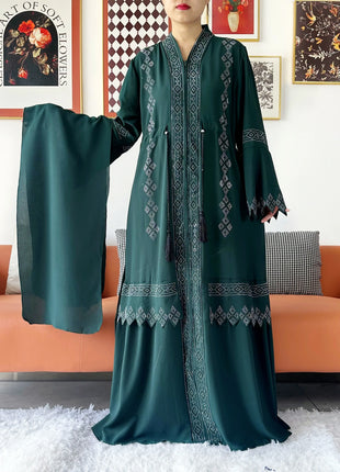 Laxury Design New Women Elegant Dress Chiffon Open Abaya Muslim Women Dress Islamic Clothing Cardigan Abaya Women Muslim Dress