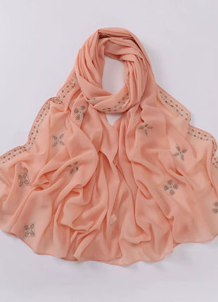 Hot Diamond Pearl Chiffon Hijabs for Women Muslim Fashion Long Shawl Head Wrap for Women Turbans for Women Ramadan Turban Femme