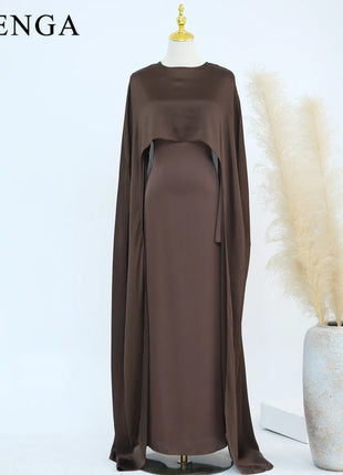 Ramadan 2 Piece Muslim Women Set Dubai Modest Abaya Islam Abayas Femme Elegant Arabic Clothing Fashion Turkey Solid Outfit 2025