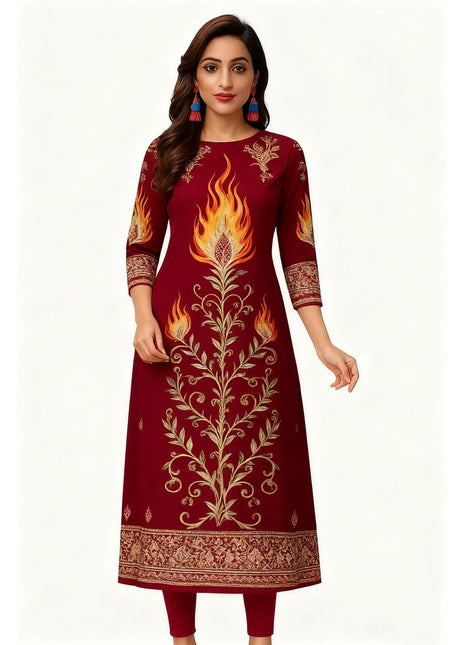 Muslim Women Kurt Fashionable Elegant Straight Tube Casual Flowers Pattern Slit Hem Comfortable Dress Women Dress Turkish Abaya