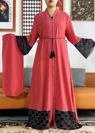 2024 Summer Women Elegant Dresses Dubai Party Outfits Long Sleeve Chiffon Dashiki Muslim Women Robe Open African Abaya Clothing