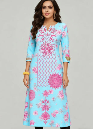 National style Women's Kurt Casual Fashion Dress Long Sleeved Straight Tube Casual Ethnic Flower Muslim Kaftan Dresses Morocco