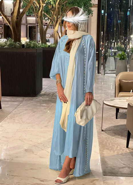 Muslim Dress 2 Piece Set Abayas Women Autumn Elegant Party Arab Morocco Hijab Abaya Dubai Turkey Islam Kaftan Musulmane Vestidos