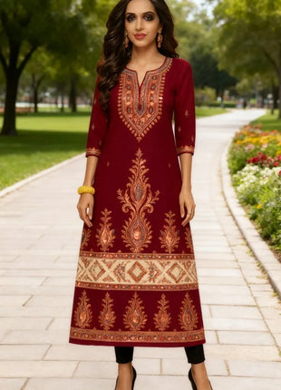 Muslim Women Kurt Casual Dress Middle Eastern Straight Casual Ethnic Flower Mandarin National Style Caftan Marocain Femme