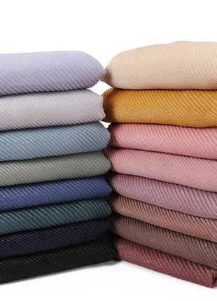 New Breathable Soft Solid Color Silver Silk Crumpled Shiny Pleated Shawl Women's Hair Towel Scarf One Piece Dropshipping