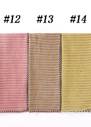 New Designs Cotton Linen hajib Scarf Stripe Islamic Ladies Head Scarf Headwear Lace Malaysian Women's Scarves Ramadan Turban