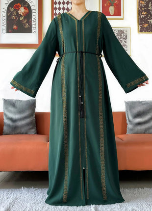 New Elegant Women Abaya Long Sleeve Chiffon Loose Open Abaya Muslim Islamic Clothing Cardigan Style Muslim Fashion Dresses