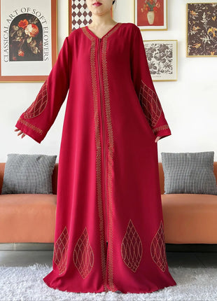 Elegant Women's Party Dress Chiffon Loose Open Zipper Abaya Muslim Islamic Clothing Cardigan Style for Special Occasions