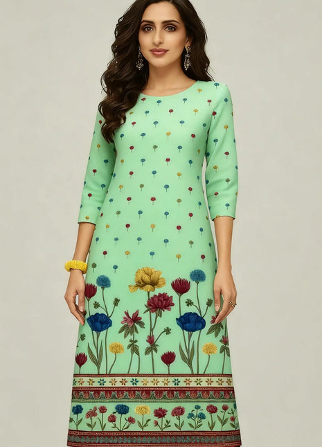 Muslim 2026 Dress Kurt Women's Fashionable And Elegant Slit hem Straight Tube Casual Flowers Pattern Robe Abito Donna Musulmana