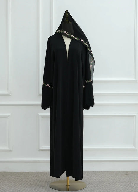 Luxurious Floral Embroidery Hijab Dress for Muslim Women Elegant Dubai Modest Abaya Eid Islam Party Jalabiya Turkey Kaftan Robe