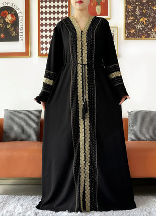 Newest Women Party Dress Chiffon Lace Open Abaya with Zipper Muslim Women Abaya Islamic Clothing Cardigan Muslim Loose Dress