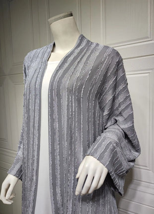 2024 New Fashion Muslim Kimono Abaya Solid Striped Retro Ethnic Cardigan Robe Dubai Middle Eastern Saudi Arabia Eid Clothes
