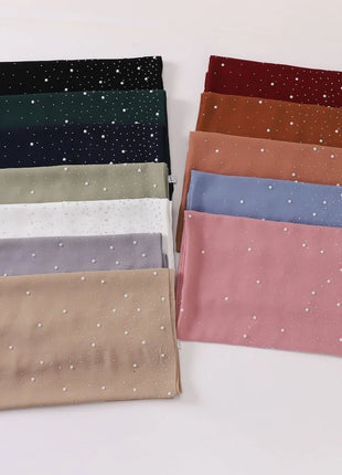 Hot Diamond Pearl Chiffon Hijabs for Women Muslim Fashion Long Shawl Head Wrap for Women Turbans for Women Ramadan Turban Femme