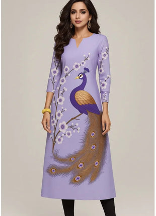 Muslim Women Kurt Casual Dress Middle Eastern Straight Casual Ethnic Flower Mandarin National Style Caftan Marocain Femme