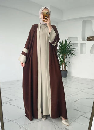 Eid Muslim Dress & Abayas for Women 2 Piece Set Musulman Ensembles Morocco Ramadan Caftan Abaya Kaftan Dubai Arab Long Robe 2024