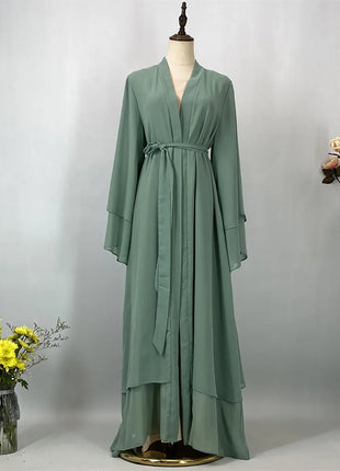 Ramadan Kebaya Chiffon Open Abaya For Women Muslim Dress Kaftan Islam Clothing Caftan Marocain Femme Modest Robe Dubai Kimono