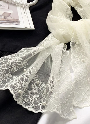 New Lace Beaded Silk Scarf Women's Spring and Autumn Thin Shawl Outer Decorative Scarf Yarn Versatile Tide