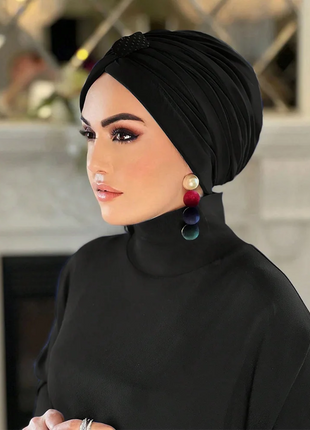 Women Hijab Caps Elastic Fabric Diamonds Muslim Instant Turban Bonnet Ready To Wear Hijabs Hot fix Decoration