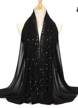 180*70CM New Plain Diamond Beads Bubble Chiffon Instant Hijab Shawls Solid Thick Head Wraps Foulard Sjaal Muslim Bonnet Cachecol
